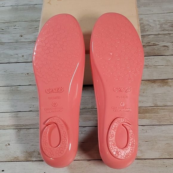 Peach Salmon Coral Oka-B Taylor Rubber Ballet Flats Size 6 or EUR 36 NWOT - Picture 4 of 9